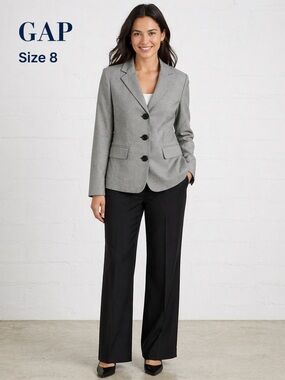 GAP Classic Houndstooth cotton Blazer black-ivory Size 8